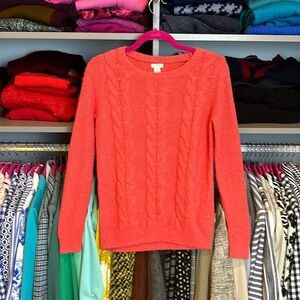J Crew coral long sleeve crew neck sweater size XS